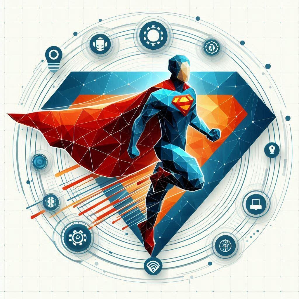 A digital superhero representing innovation